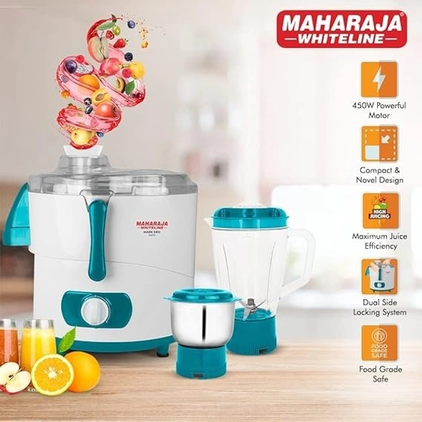 MAHARAJA WHITELINE MARK DEO PLUS JUICER MIXER GRINDER 450W - White, 31, 31, 25