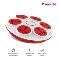 GOLDMEDAL 360 DEGREE POWER STRIP 6 SOCKETS EXTENSION BOARD - Red, 27, 20.4, 5.1