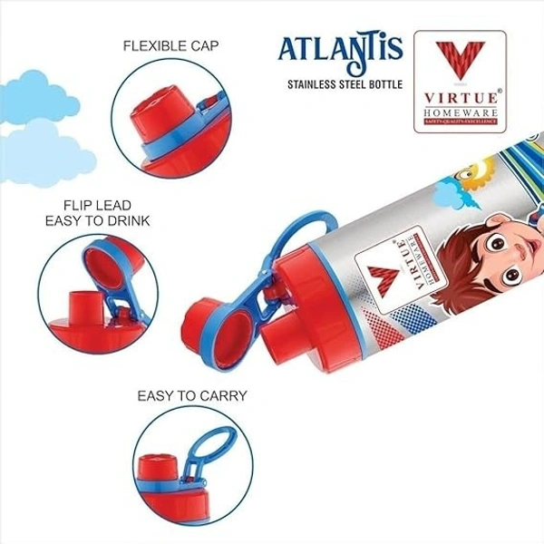 VIRTUE ATLANTIS STAINLESS STEEL BOTTLE FOR KIDS 800 ML - Red, 10, 25, 10