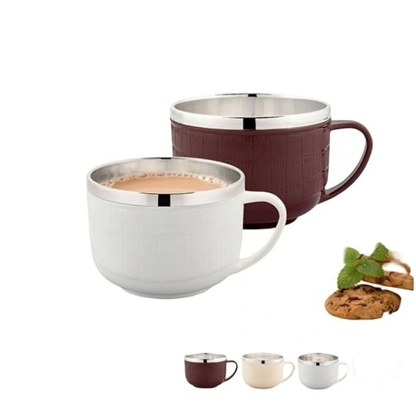 VIRTUE TEA TIME STAINLESS STEEL CUP SET OF 6 - White, 20, 12, 12