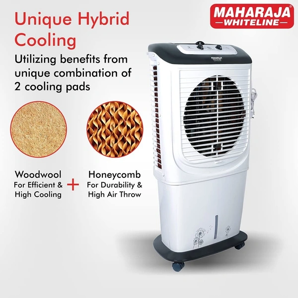 MAHARAJA WHITELINE HYBRID COOL 55Liter DESERT AIR COOLER - White, 60, 118, 45