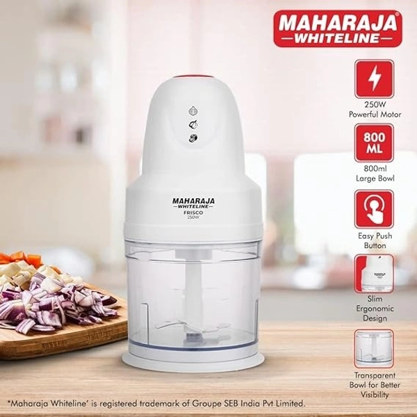 MAHARAJA WHITELINE FRISCO DLX 800ML ELECTRIC CHOPPER 250 WATT - White, 13.5, 25.2, 13.5