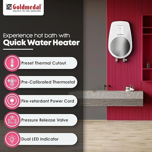 GOLDMEDAL INSTA24 3LITRE 3KW INSTANT GEYSER (WATER HEATER) - White, 18.7, 36, 18