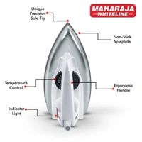 MAHARAJA WHITELINE CLASSICO WHITE DRY IRON 1200 WATT - White, 22.5, 10, 11