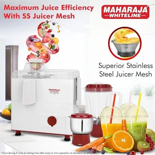 MAHARAJA WHITELINE MARK 1 HAPINESS WHITE JUICER MIXER GRINDER 450 WATT - White, 30, 30, 25