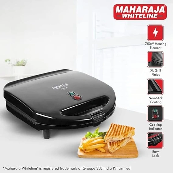 MAHARAJA WHITELINE APRICA GRILL SANDWICH MAKER 750 WATT - Black, 27.5, 27.5, 12.5