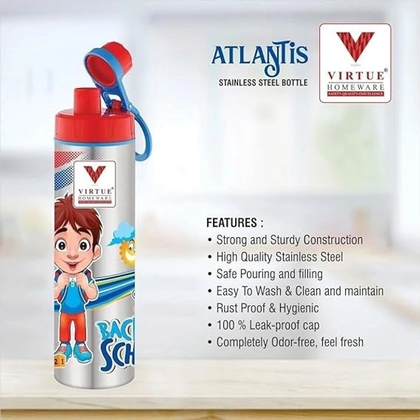 VIRTUE ATLANTIS STAINLESS STEEL BOTTLE FOR KIDS 800 ML - Red, 10, 25, 10