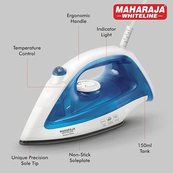 MAHARAJA WHITELINE ACQUA BLISS 1200-WATT STEAM IRON - Blue, 28, 14.7, 12
