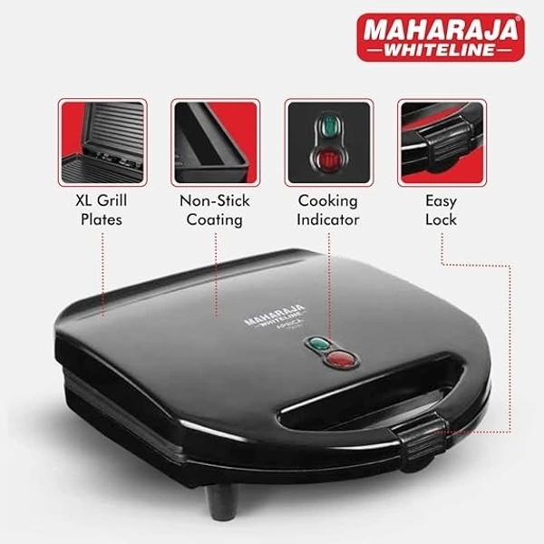 MAHARAJA WHITELINE APRICA GRILL SANDWICH MAKER 750 WATT - Black, 27.5, 27.5, 12.5