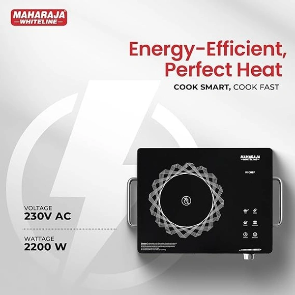 MAHARAJA WHITELINE INFRARED COOKTOP IR CHEF PLUS 2200-WATT INDUCTION - Black, 43, 10, 35