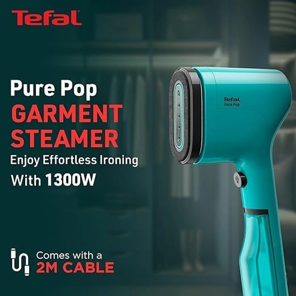 TEFAL PURE POP GARMENT STEAMER 1300 watt - Bright Turquoise, 33.8, 15.9, 7.8