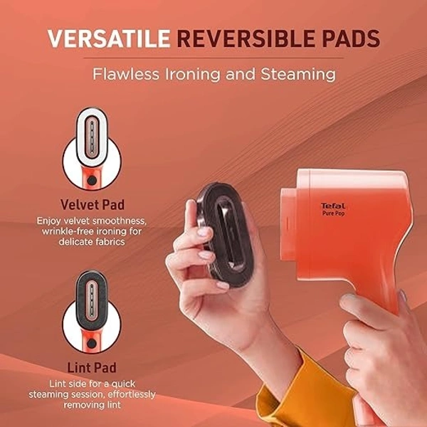 TEFAL PURE POP GARMENT STEAMER 1300 watt - Bright Red, 33.8, 15.9, 7.8
