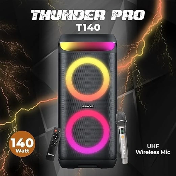 GIZMORE 140-Watt THUNDER PRO T140 PARTY SPEAKER - Black, 32, 71.5, 33.5