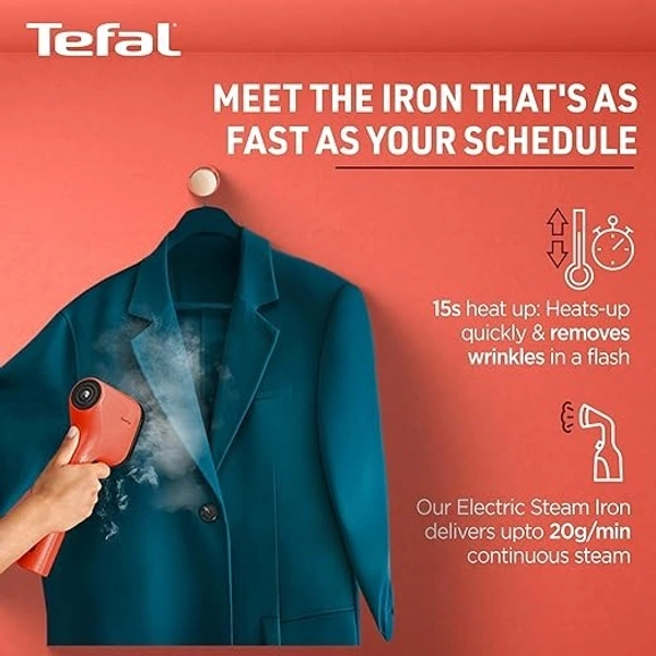 TEFAL PURE POP GARMENT STEAMER 1300 watt - Bright Red, 33.8, 15.9, 7.8