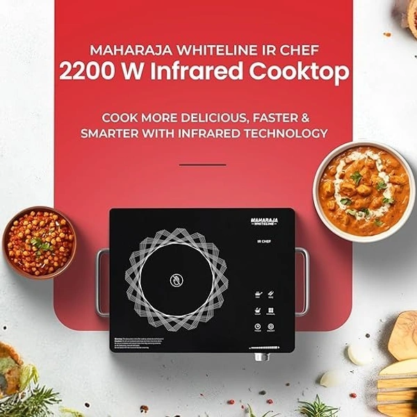 MAHARAJA WHITELINE INFRARED COOKTOP IR CHEF PLUS 2200-WATT INDUCTION - Black, 43, 10, 35