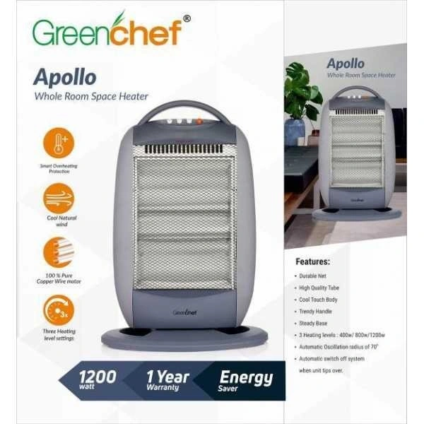 GREENCHEF APOLLO HALOGEN ROOM HEATER - Gray, 28, 34, 15