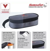VIRTUE HUMSAFAR LUNCH BOX 2 CONTAINERS - Gray, 22, 7, 13