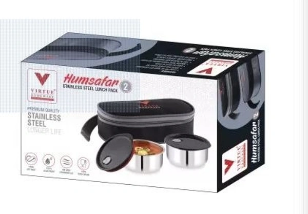 VIRTUE HUMSAFAR LUNCH BOX 2 CONTAINERS - Gray, 22, 7, 13