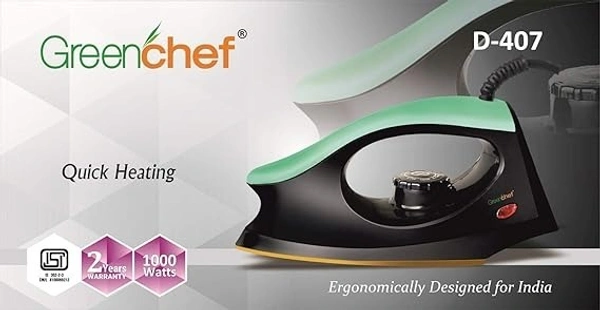 GREENCHEF D-407 1000W DRY IRON - Black