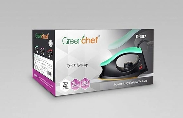 GREENCHEF D-407 1000W DRY IRON - Black