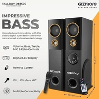 GIZMORE TALLBOY DT8500 80WATT WIRELESS TOWER SPEAKER - Black