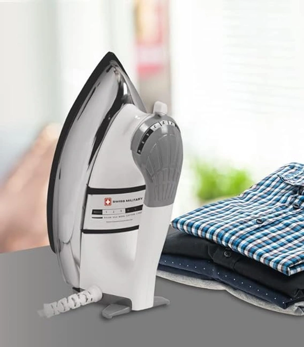 SWISS MILITARY Luxura Plancha Heavyweight Dry Iron 1000 Watts - White, 26, 11, 23