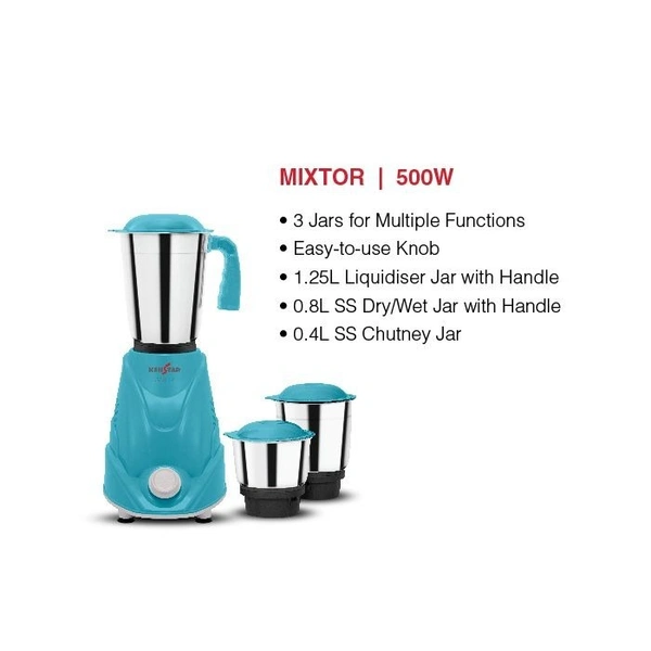 KENSTAR MIXTOR 500-WATT MIXER GRINDER 3 JARS - Cerulean, 23, 23, 16