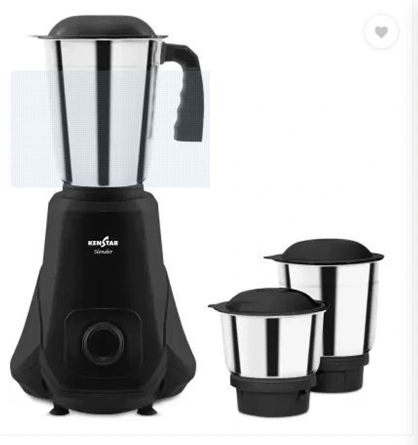 KENSTAR SLENDER 500-WATT MIXER GRINDER 3 JAR BLACK - Black, 23.5, 12, 23.5