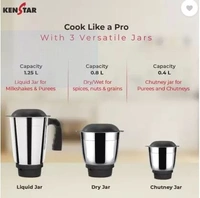 KENSTAR SLENDER 500-WATT MIXER GRINDER 3 JAR BLACK - Black, 23.5, 12, 23.5