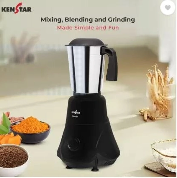 KENSTAR SLENDER 500-WATT MIXER GRINDER 3 JAR BLACK - Black, 23.5, 12, 23.5