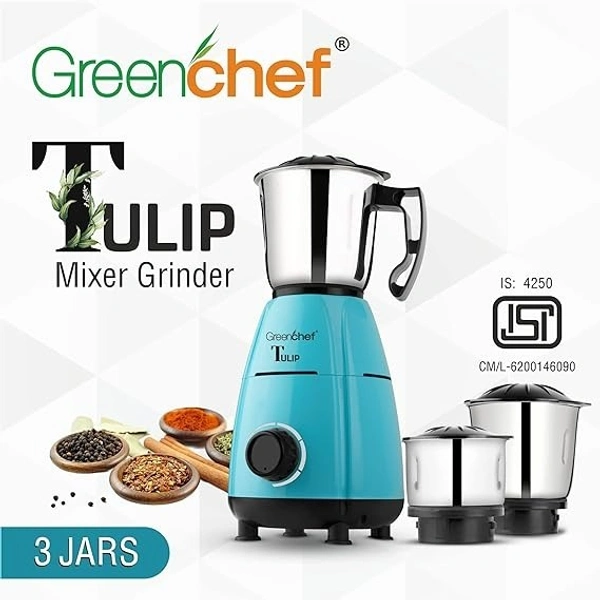 GREENCHEF TULIP MIXER GRINDER 600W 3 JAR - Blue, 40, 22, 18