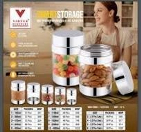 VIRTUE SMART STORAGE NO6 STAINLESS STEEL JAR 1100ML - Gray, 12, 25, 10
