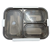 VIRTUE FOOD TIME 3 PARTITION LUNCH BOX - Gray, 22, 7, 16