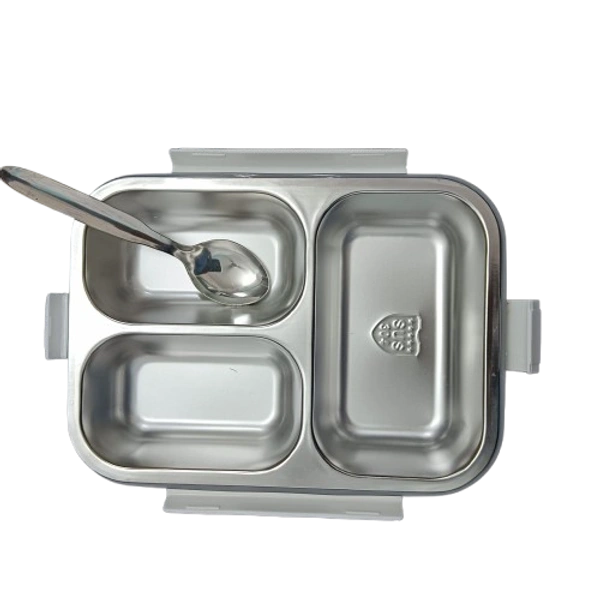 VIRTUE FOOD TIME 3 PARTITION LUNCH BOX - Gray, 22, 7, 16