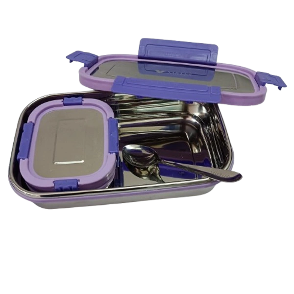 VIRTUE GOURMET LARGE 2PC SET STAINLESS STEEL LUNCH BOX - Gray, 20, 10, 15