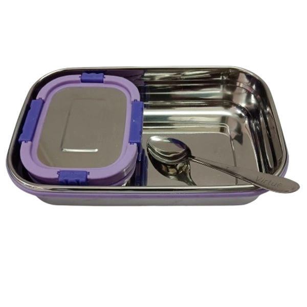 VIRTUE GOURMET LARGE 2PC SET STAINLESS STEEL LUNCH BOX - Gray, 20, 10, 15