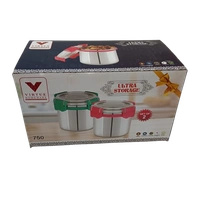 VIRTUE ULTRA STORAGE SET OF 2 STAINLESS STEEL CONTAINERS 750 ML - Gray, 20, 12, 10