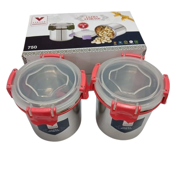 VIRTUE ULTRA STORAGE SET OF 2 STAINLESS STEEL CONTAINERS 750 ML - Gray, 20, 12, 10