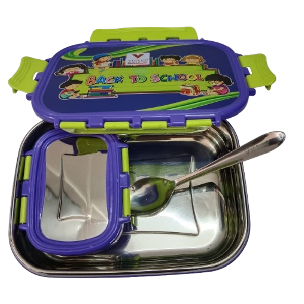 VIRTUE FUNTIME BIG STAINLESS STEEL LUNCH BOX - Blue, 15, 10, 12