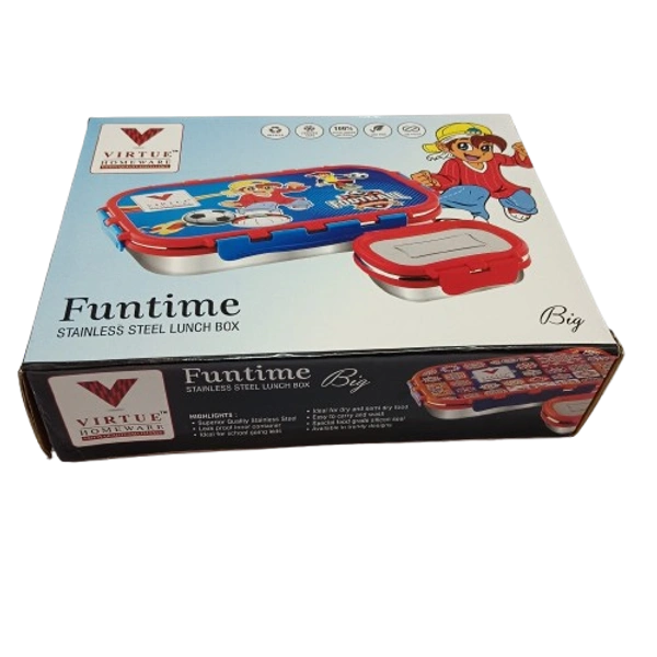 VIRTUE FUNTIME BIG STAINLESS STEEL LUNCH BOX - Blue, 15, 10, 12