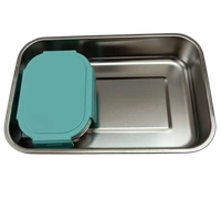 VIRTUE WONDER MEAL LARGE 2PC SET STAINLESS STEEL LUNCH BOX - Cyan Aqua, 20, 10, 15