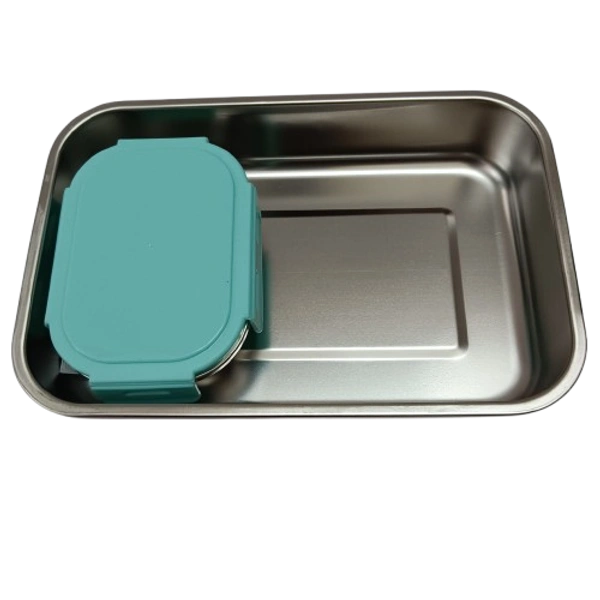 VIRTUE WONDER MEAL LARGE 2PC SET STAINLESS STEEL LUNCH BOX - Cyan Aqua, 20, 10, 15