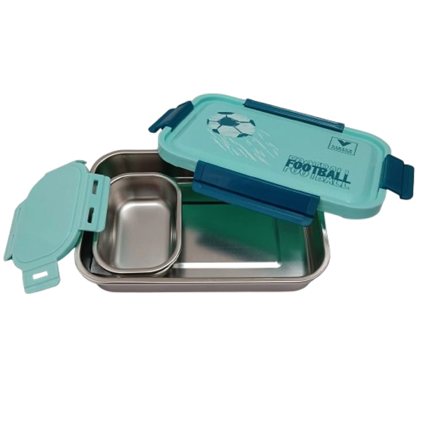 VIRTUE WONDER MEAL LARGE 2PC SET STAINLESS STEEL LUNCH BOX - Cyan Aqua, 20, 10, 15