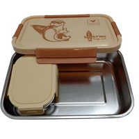 VIRTUE WONDER MEAL LARGE 2PC SET STAINLESS STEEL LUNCH BOX - Web Orange, 20, 10, 12