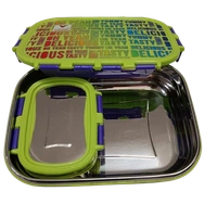 VIRTUE BREAKTIME BIG 2PC SET STAINLESS STEEL LUNCH BOX (GREEN) - Green, 20, 10, 12