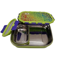 VIRTUE BREAKTIME BIG 2PC SET STAINLESS STEEL LUNCH BOX (GREEN) - Green, 20, 10, 12