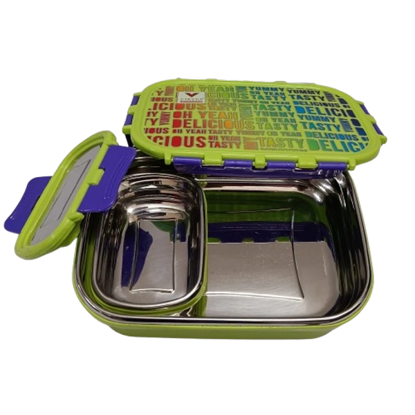 VIRTUE BREAKTIME BIG 2PC SET STAINLESS STEEL LUNCH BOX (GREEN) - Green, 20, 10, 12
