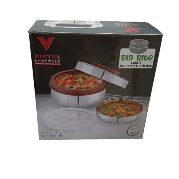 VIRTUE BIG BITE LARGE INSULATED LUNCH BOX  - Gray, 15, 12, 15