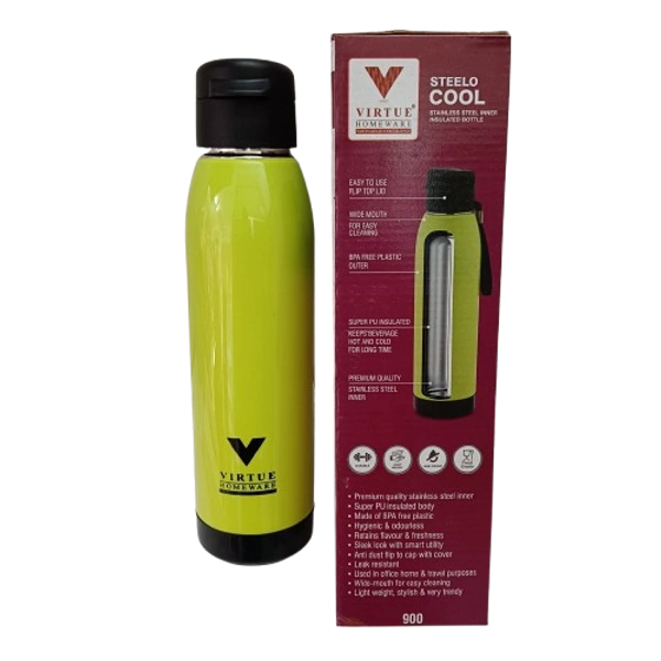 VIRTUE STEELO COOL 900 ML INSULATED WATER BOTTLE - Green, 10, 26, 10
