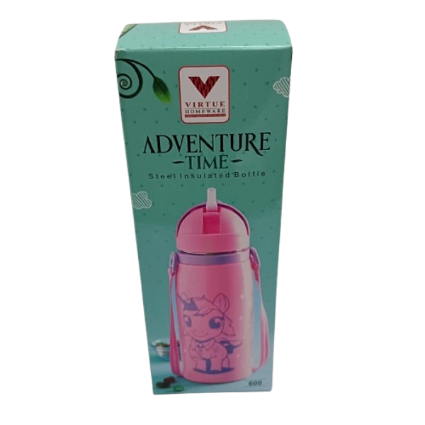 VIRTUE ADVENTURE TIME 600 ml INSULATED WATER BOTTLE - Pink, 8, 20, 8